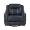 Modern Blue Swivel Glider Reclining Chair, Breathable Faux Leather Upholstery Living Room Furniture 1pc