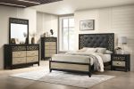 Selena Modern & Contemporary Nightstand Made with Wood in Black and Natural