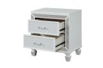 Crystal Modern Style 2-Drawer Nightstand Made with Wood Finished in White