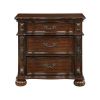 Classic Traditional Nightstand of 3 Drawers Cherry Finish Carving Wooden Bedroom Furniture 1pc