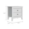 Amara Nightstand; Two Shelves; Four Legs -White