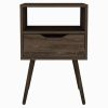 Otom Nightstand ; Superior Top; One Open Shelf; One Drawer; Four Legs -Dark Walnut