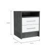 Eter Nightstand; Superior Top; Two Drawers -Smokey Oak / White