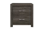 Dark Gray Finish Nightstand 1pc Chrome Tone Handles Contemporary Design Bedroom Furniture Bed Side Table