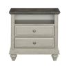 Classic Light Gray Finish 1pc Nightstand with 2x Drawers and Storage Cubby Dark Brown Top Modern Farmhouse Design Bedroom Furniture Side Table