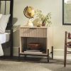 Modern Fluted-Drawer Nightstand with Open Cubby ��� Coastal Oak