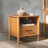 Transitional Solid Wood Spindle Nightstand ��� Caramel