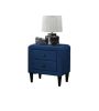 Navy Blue Color Velvet Gorgeous 1pc Nightstand Bedside Table 2x Drawers Bedroom Furniture Sleek Design Tempered Legs