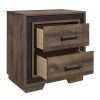 Rustic Style 1pc Nightstand Two-Tone Finish Embossed Faux-Wood Bed Side Table Bedroom Furniture