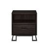 Contemporary Metal and Wood 1-Drawer Nightstand ��� Charcoal