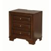 Brown Cherry Solid wood 1pc Nightstand Nickel Round Knob Transitional Style 3-Drawers Nightstand w Under Nightlight