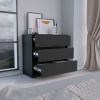 DEPOT E-SHOP Palmer 3 Drawers Dresser, Chest of Drawers, Black