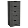 DEPOT E-SHOP Houma 5 Drawers Narrow Dresser, Slim Storage Chest of Drawers, Smokey Oak