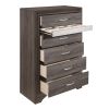 Gray Finish 1pc Chest of Drawers Faux Crystals Pulls Silver Glitter Hidden Drawers Wooden Modern Bedroom Furniture