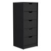 DEPOT E-SHOP Houma 5 Drawers Narrow Dresser, Slim Storage Chest of Drawers, Black