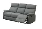 Gray Color Burlap Fabric Recliner Motion Sofa 1pc Couch Manual Motion Sofa Living Room Furniture