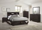 Modern Bedroom Nightstand Brown Color Drawers Bed Side Table Rubberwood