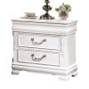 Classic White Color 1pc Nightstand Bedroom Furniture Solid wood Nickel Hanging Pulls 2-Drawers Bedside Table