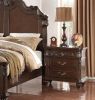 Traditional Antique Walnut 1pc Nightstand Bedroom Furniture Cherry Veneer 2-Drawers Hanging Pull Bedside Table