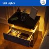 Nightstand LED Bedside Table Cabinet Lights Modern End Side with 2 Drawers for Bedroom (Gray)