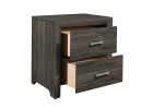 Dark Gray Finish Nightstand 1pc Chrome Tone Handles Contemporary Design Bedroom Furniture Bed Side Table