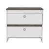 Idaly Nightstand; Superior Top; Two Drawers -White / Dark Brown