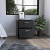 DEPOT E-SHOP Bethel 2 Drawers Nightstand with Handles, Black