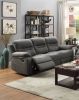 Contemporary Motion Sofa 1pc Couch Metal Reclining Plush Cushion Living Room Furniture Slate Blue Breathable Leatherette Recliners