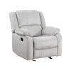 Modern Reclining Chair Gray Chenille Upholstered Pillowtop Arms Solid Wood Frame 1pc Living Room Furniture Gentle Gliding Motion Recliner