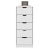 DEPOT E-SHOP Houma 5 Drawers Narrow Dresser, Slim Storage Chest of Drawers, White