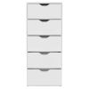 DEPOT E-SHOP Houma 5 Drawers Narrow Dresser, Slim Storage Chest of Drawers, White