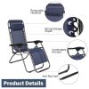 2PC Zero Gravity Patio Adjustable Folding Reclining Chair with Pillow,  Dark Blue