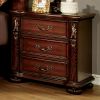 Brown Cherry Traditional 1pc Nightstand Solid wood 3-Drawers Bedside Table Pewter Hanging Pull Grand Design Bedroom Furniture