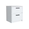 DEPOT E-SHOP Bethel 2 Drawers Nightstand with Handles, White