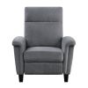 1pc Push Back Reclining Chair Plush Pillowtop Arms Gray Chenille Fabric Upholstery Solid Wood Modern Living Room Furniture