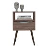 Nightstand Fugaz, Open Shelf, Single Drawer, Dark Walnut Finish