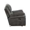 Plush Modern Design Living Room Rocker Reclining Chair Gray Microfiber Upholstery Solid Wood Frame Furniture 1pc