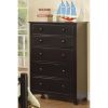 Contemporary Black Finish 1pc Chest of Drawers Plywood Pine Veneer Bedroom Furniture 5 drawers Tall chest