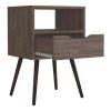 Nightstand Fugaz, Open Shelf, Single Drawer, Dark Walnut Finish