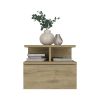 DEPOT E-SHOP Seward Floating Nightstand, Wall Mounted with Single Drawer and 2-Tier Shelf, Macadamia