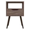 Nightstand Fugaz, Open Shelf, Single Drawer, Dark Walnut Finish