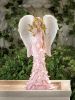 Solar Powered Pink Rose Angel Statue