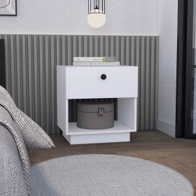 Paris 1 Drawer Nightstand , End Table, Side Table Open Lower Shelf -White (Color: as Pic)