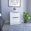 Kaia Nightstand , End Table, Side Table Two Drawers, Metal Handle -White