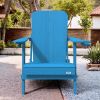 Outdoor Patio HDPE Adirondack Chair, Armrests with Cup Holders & Phone Slots