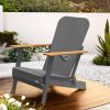 Outdoor Patio HDPE Adirondack Chair, Armrests with Cup Holders & Phone Slots