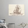 Vintage Sailboat Wood Print Wall Art in Blue Design by HadiArts