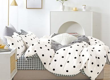 Clark Polka Dot Black and White Reversible Comforter Set (size: KING)