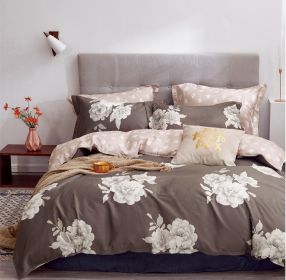 Marrisa Brown Floral 100% Cotton Comforter Set (size: QUEEN)