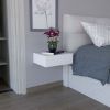 Milano Floating Nightstand , End Table, Side Table Wall-Mounted with Drawer -White -Bedroom